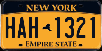NY license plate HAH1321