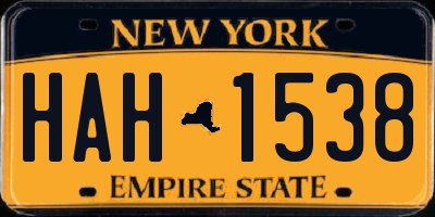 NY license plate HAH1538