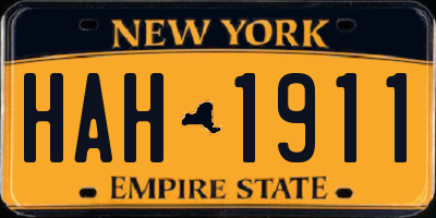 NY license plate HAH1911