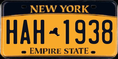 NY license plate HAH1938