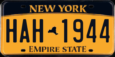 NY license plate HAH1944