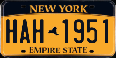 NY license plate HAH1951