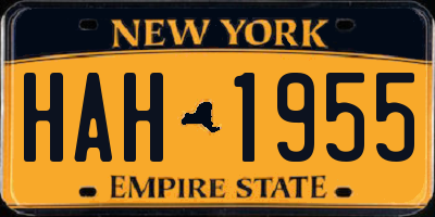NY license plate HAH1955
