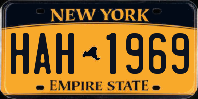 NY license plate HAH1969