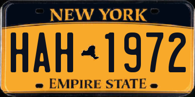 NY license plate HAH1972