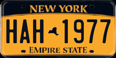 NY license plate HAH1977