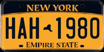 NY license plate HAH1980