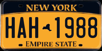 NY license plate HAH1988
