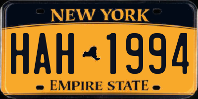 NY license plate HAH1994