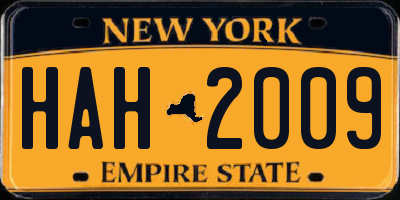 NY license plate HAH2009