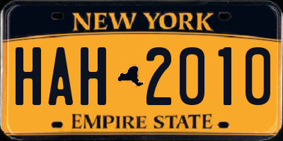 NY license plate HAH2010