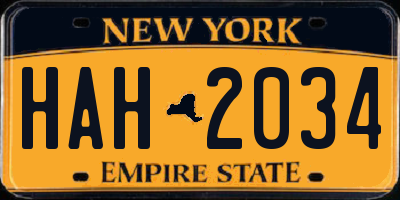 NY license plate HAH2034