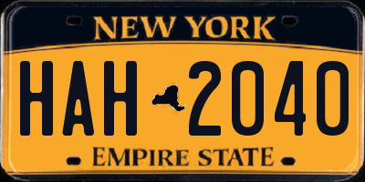 NY license plate HAH2040