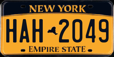 NY license plate HAH2049