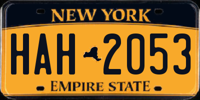 NY license plate HAH2053