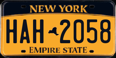 NY license plate HAH2058
