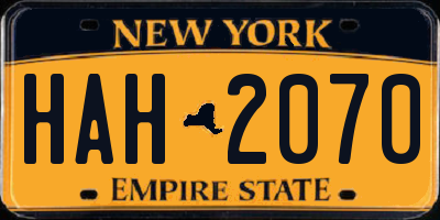 NY license plate HAH2070