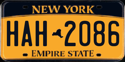 NY license plate HAH2086