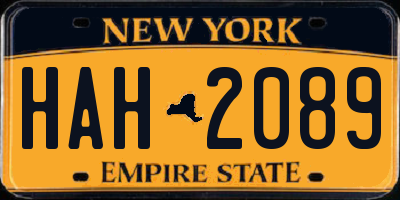 NY license plate HAH2089