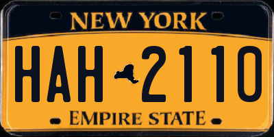 NY license plate HAH2110