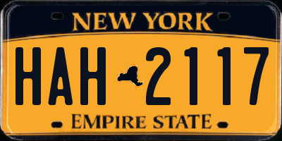 NY license plate HAH2117