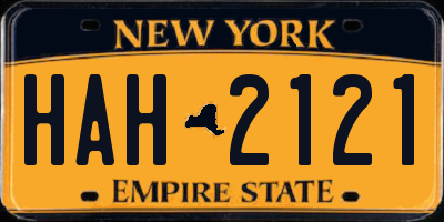 NY license plate HAH2121