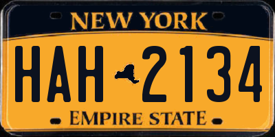 NY license plate HAH2134