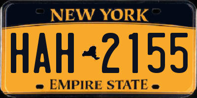 NY license plate HAH2155