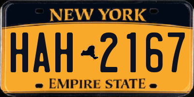 NY license plate HAH2167