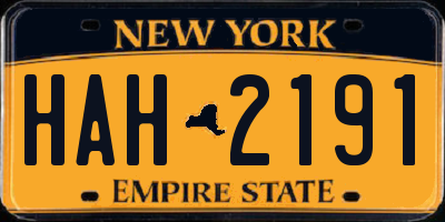 NY license plate HAH2191