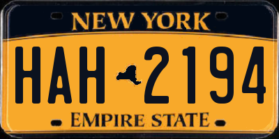 NY license plate HAH2194