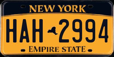 NY license plate HAH2994