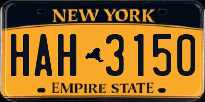 NY license plate HAH3150
