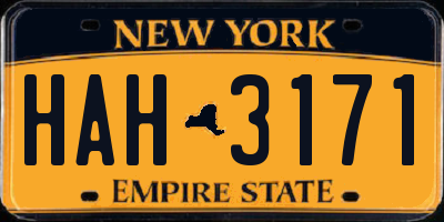 NY license plate HAH3171