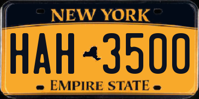 NY license plate HAH3500