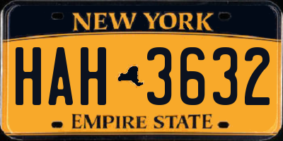 NY license plate HAH3632