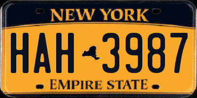NY license plate HAH3987