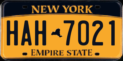 NY license plate HAH7021