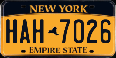 NY license plate HAH7026