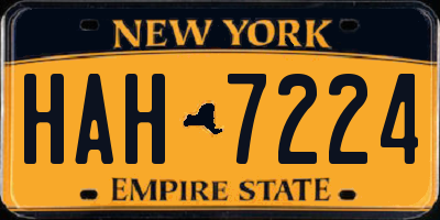 NY license plate HAH7224