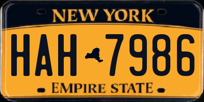 NY license plate HAH7986