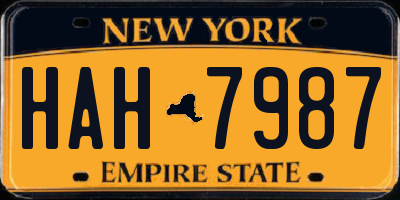 NY license plate HAH7987