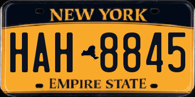 NY license plate HAH8845