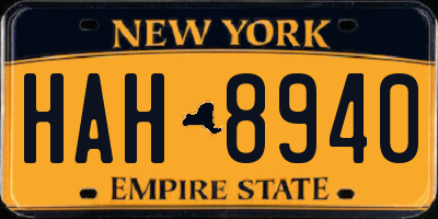 NY license plate HAH8940