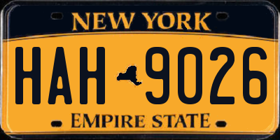 NY license plate HAH9026