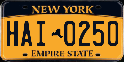 NY license plate HAI0250