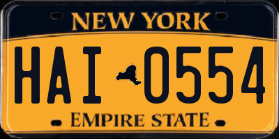 NY license plate HAI0554