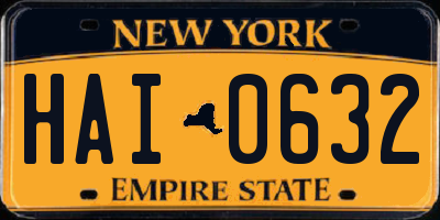 NY license plate HAI0632
