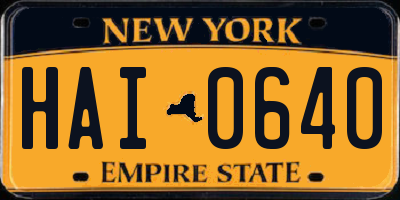 NY license plate HAI0640