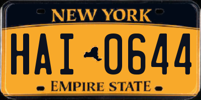 NY license plate HAI0644